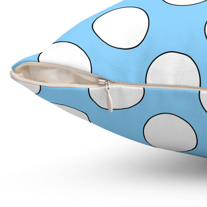 Light Blue, White Retro Polka Dots Cushion Pillow