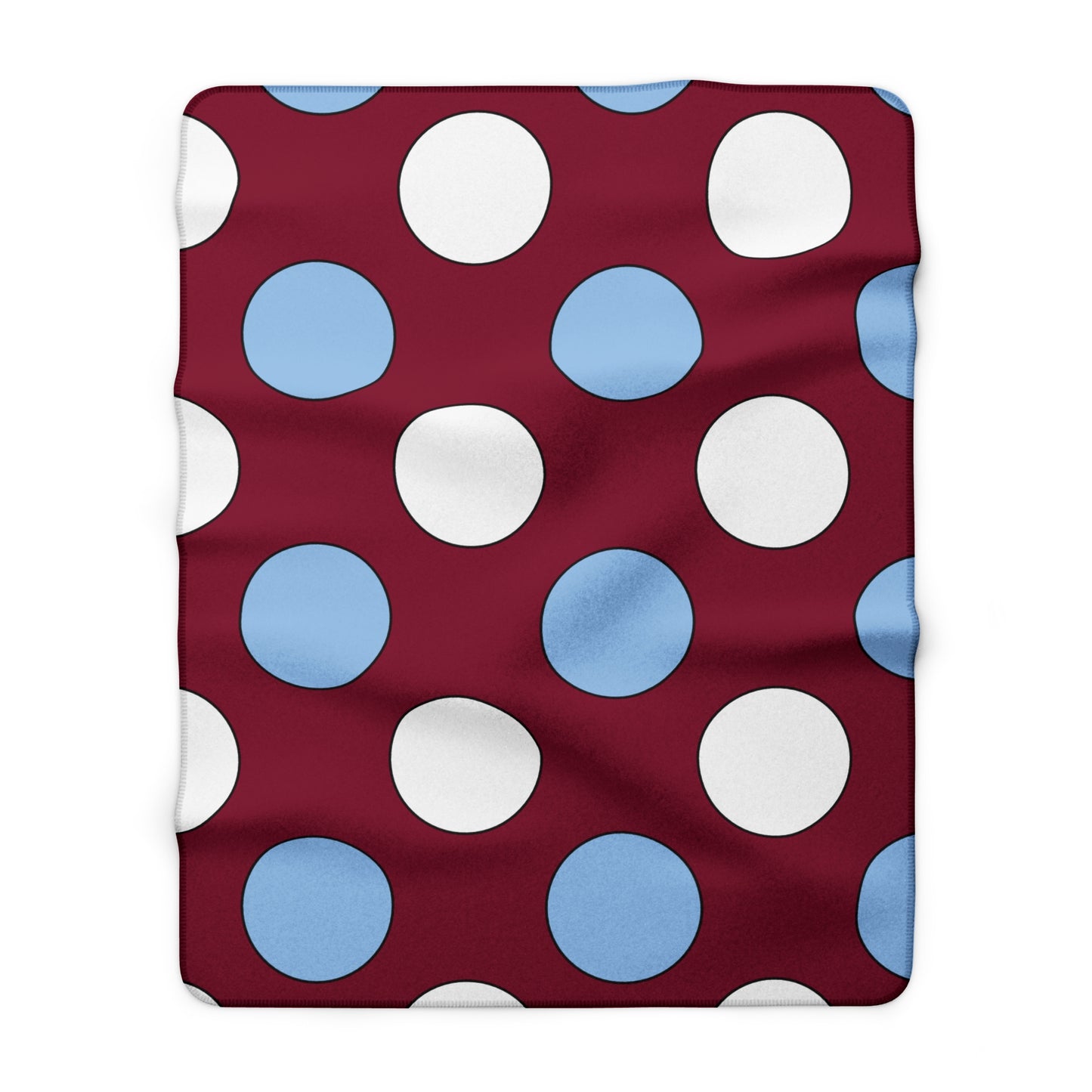 Claret, Blue, White Retro Polka Blanket Throw