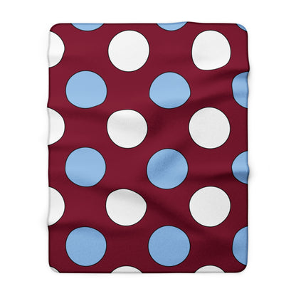Claret, Blue, White Retro Polka Blanket Throw