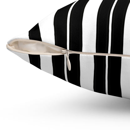 White, Black Retro Stripes Cushion Pillow