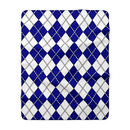 Dark Blue, White Retro Argyle Blanket Throw
