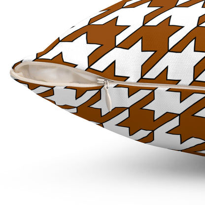 Brown, White Retro Houndstooth Cushion Pillow
