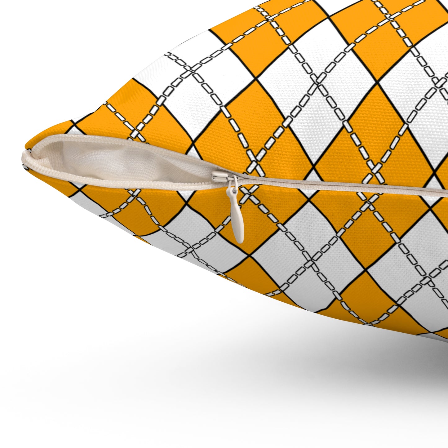 Orange, White Retro Argyle Cushion Pillow