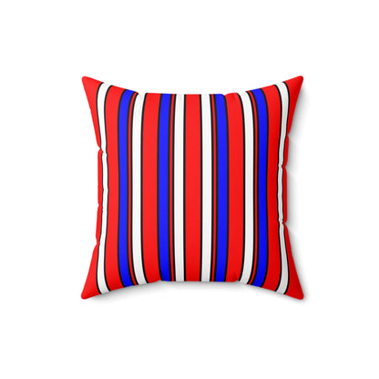 Red, White, Blue Retro Stripes Cushion Pillow