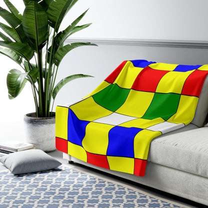 Central African Republic Retro Check Blanket Throw
