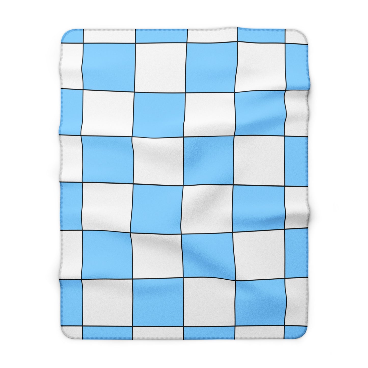 Light Blue, White Retro Check Blanket Throw