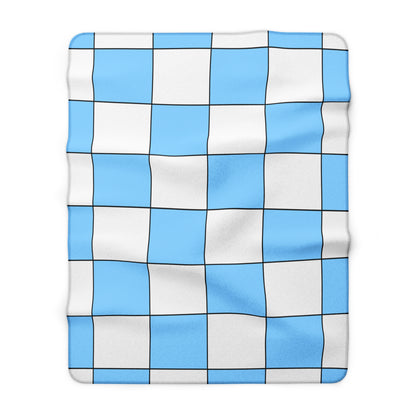 Light Blue, White Retro Check Blanket Throw