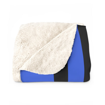 Royal Blue, Black Retro Stripes Blanket Throw