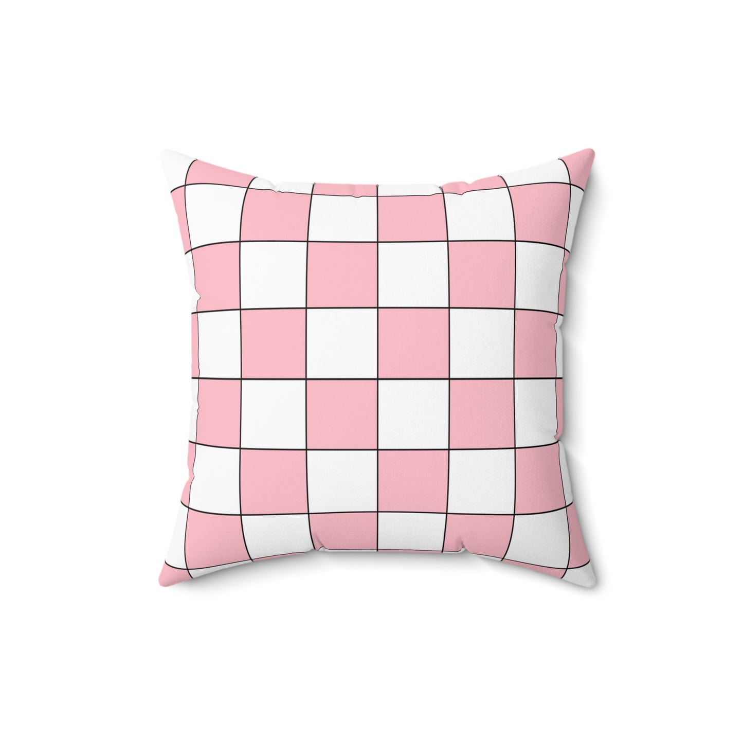 Pink, White Retro Check Cushion Pillow