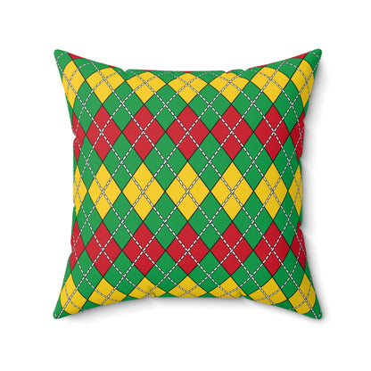 Guinea Bissau Retro Argyle Cushion Pillow