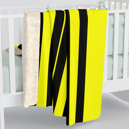 Yellow, Black Retro Stripes Blanket Throw