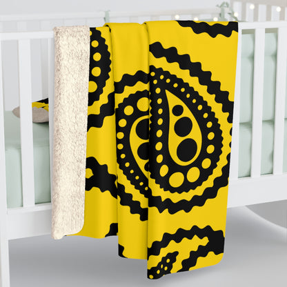Gold, Black Retro Paisley Blanket Throw