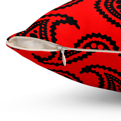 Red, Black Retro Paisley Cushion Pillow