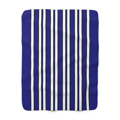 Navy Blue, White Retro Stripes Blanket Throw