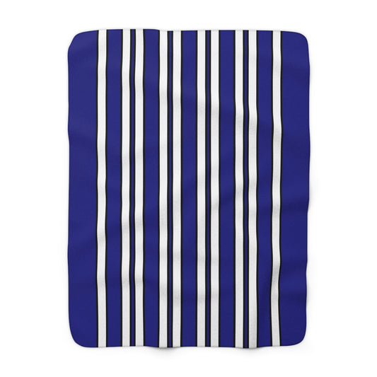 Navy Blue, White Retro Stripes Blanket Throw