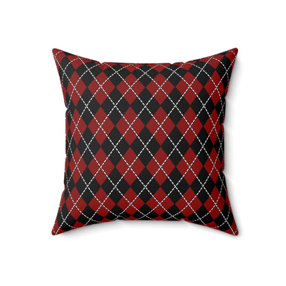 Dark Red, Black Retro Argyle Cushion Pillow
