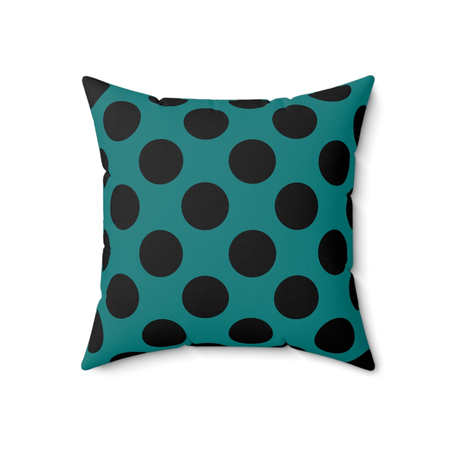 Teal, Black Retro Polka Dots Cushion Pillow