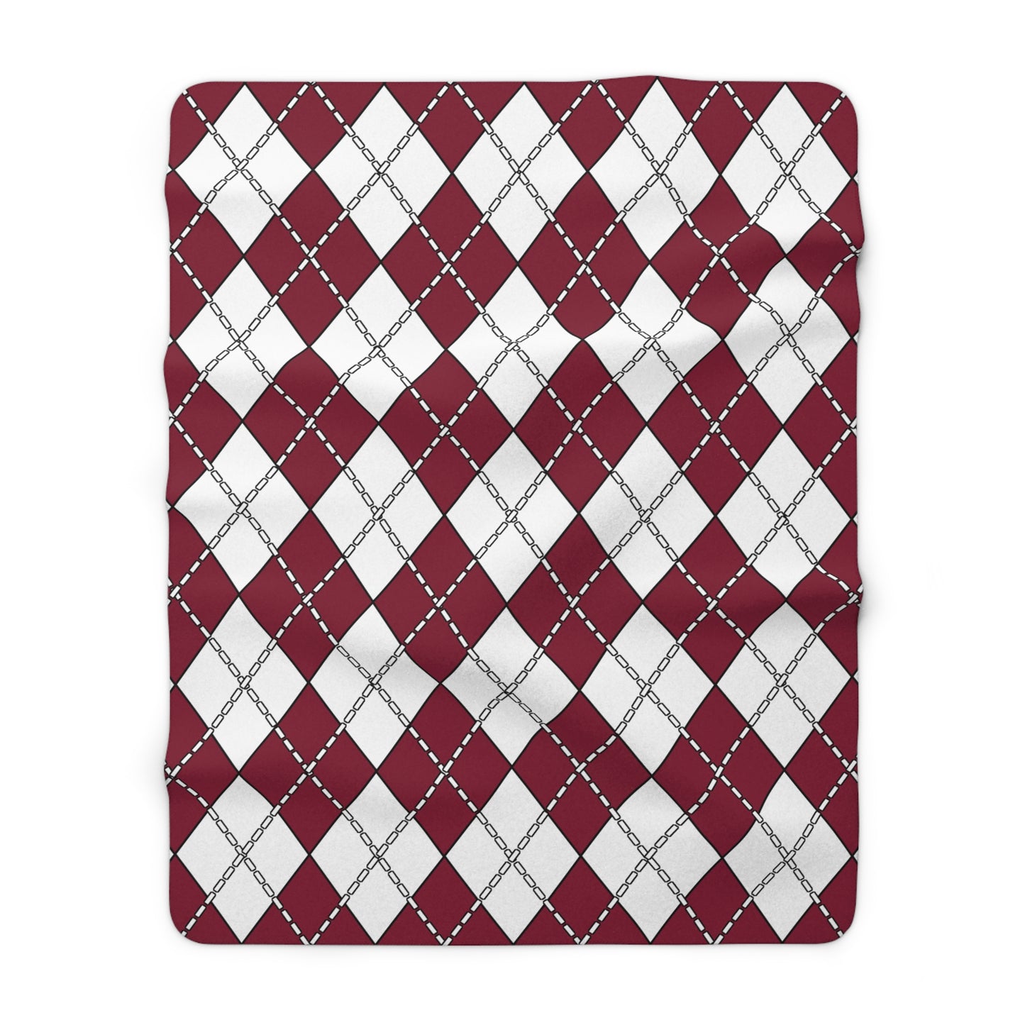 Claret, White Retro Argyle Blanket Throw