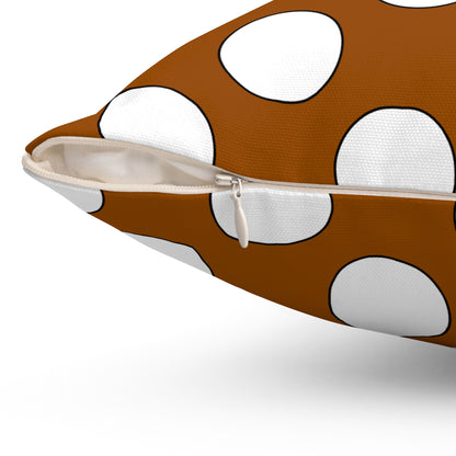 Brown, White Retro Polka Dots Cushion Pillow