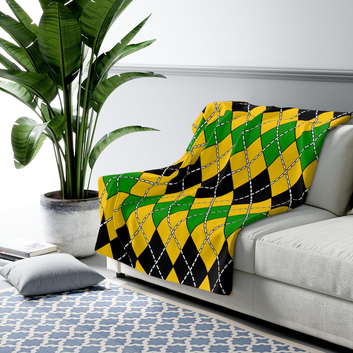 Jamaica Retro Argyle Blanket Throw