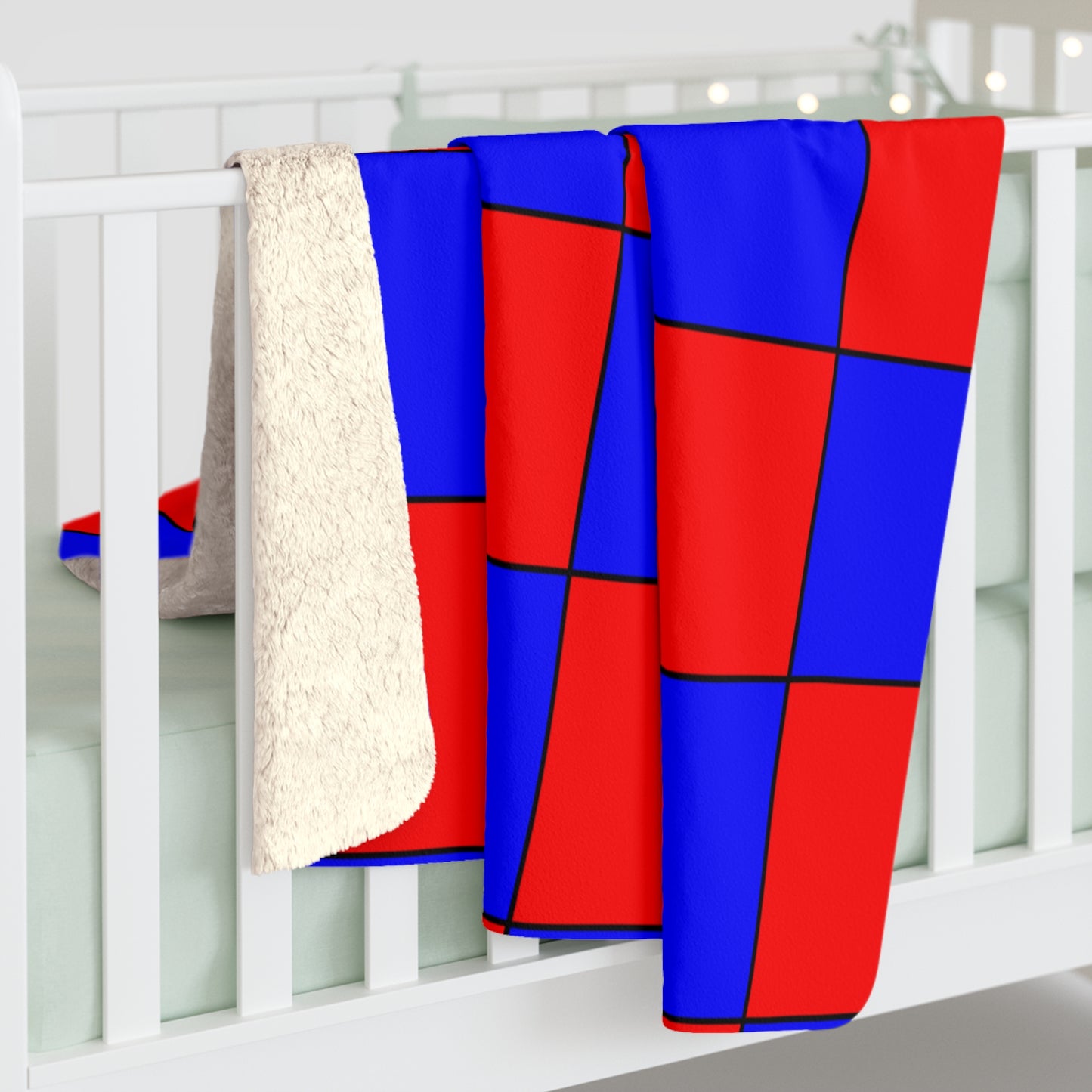 Blue, Red Retro Check Blanket Throw
