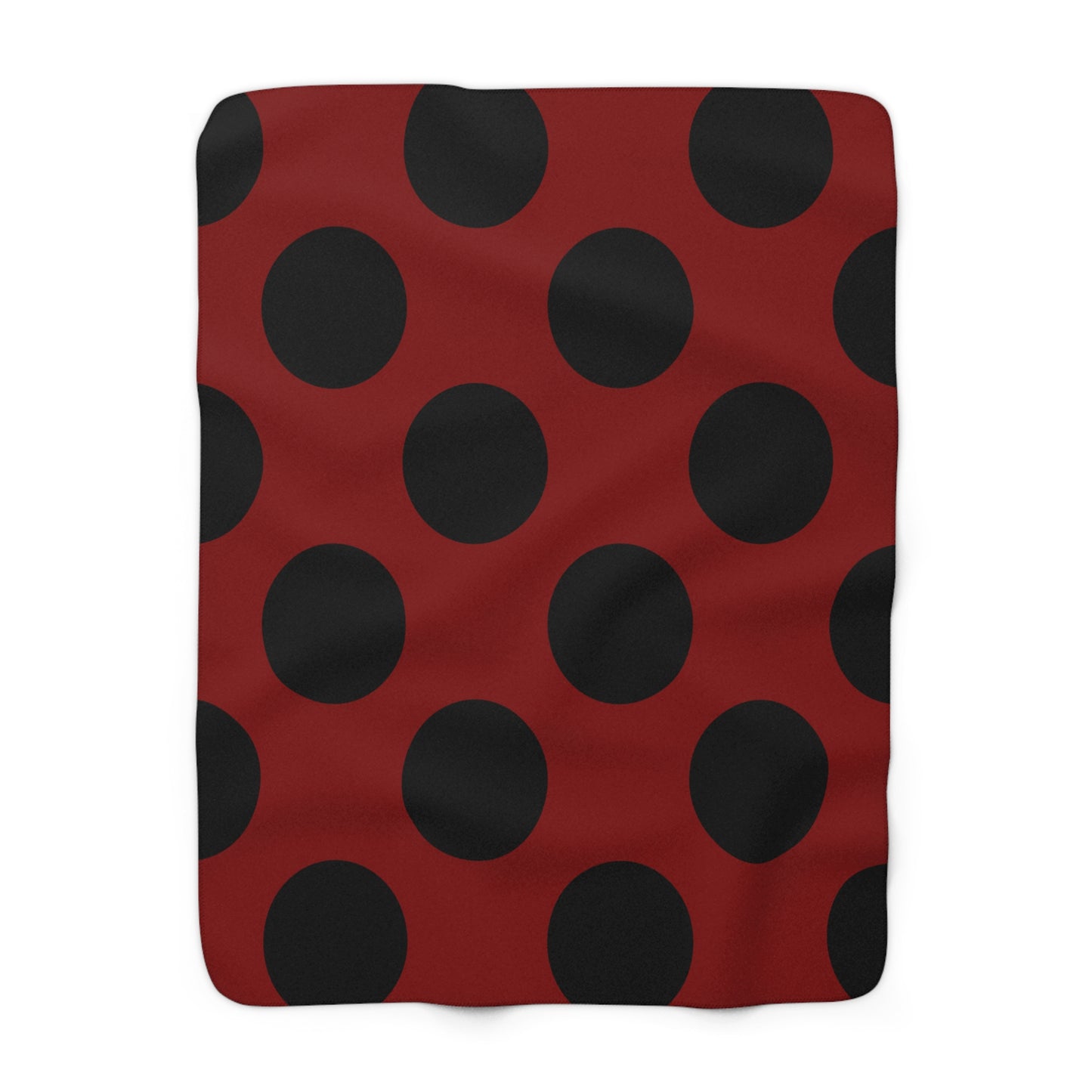 Maroon, Black Retro Polka Dots Blanket Throw