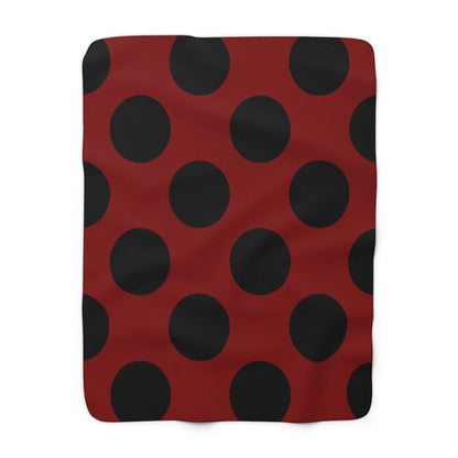 Maroon, Black Retro Polka Dots Blanket Throw