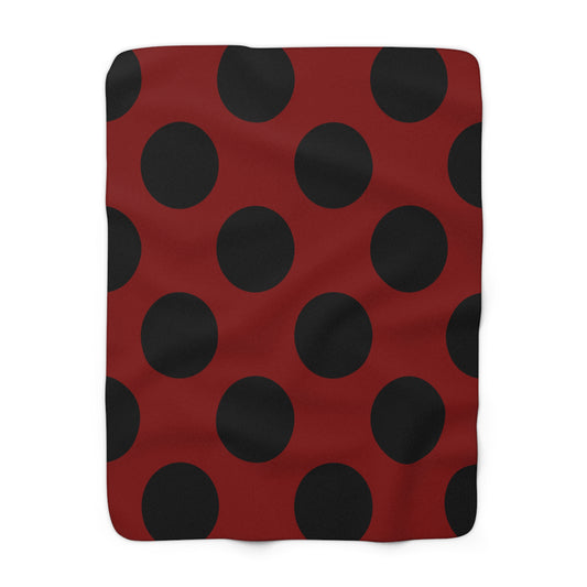 Maroon, Black Retro Polka Dots Blanket Throw