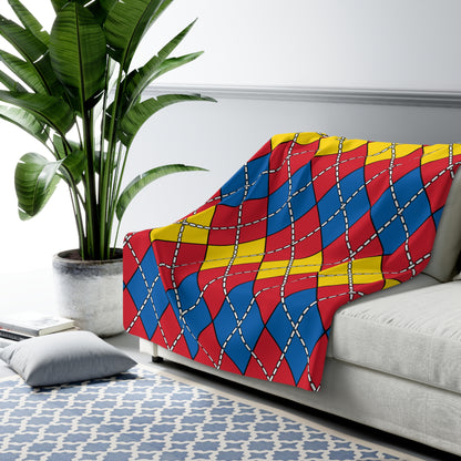 Mongolia Retro Argyle Blanket Throw