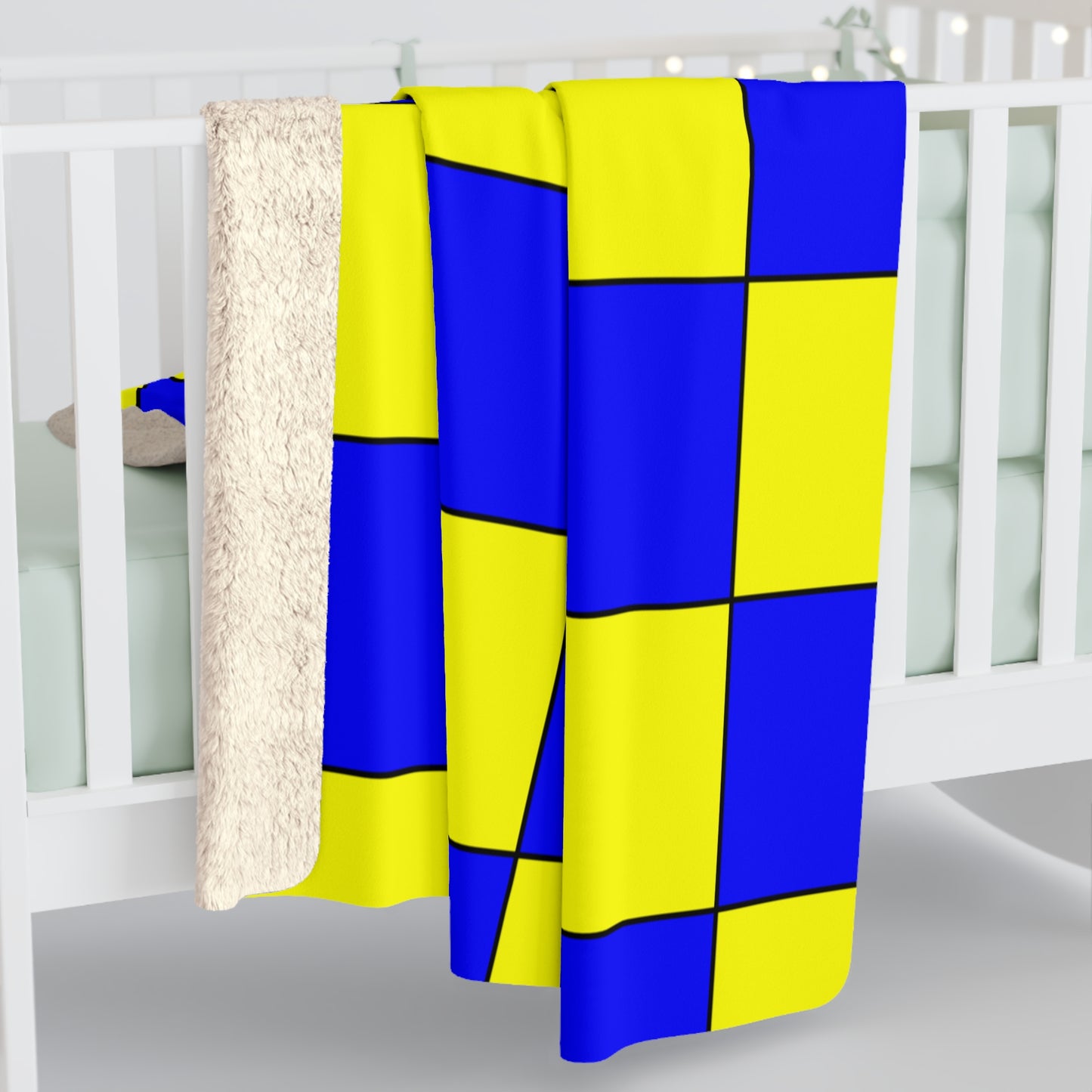 Yellow, Blue Retro Check Blanket Throw