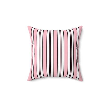 Pink, White Retro Stripes Cushion Pillow