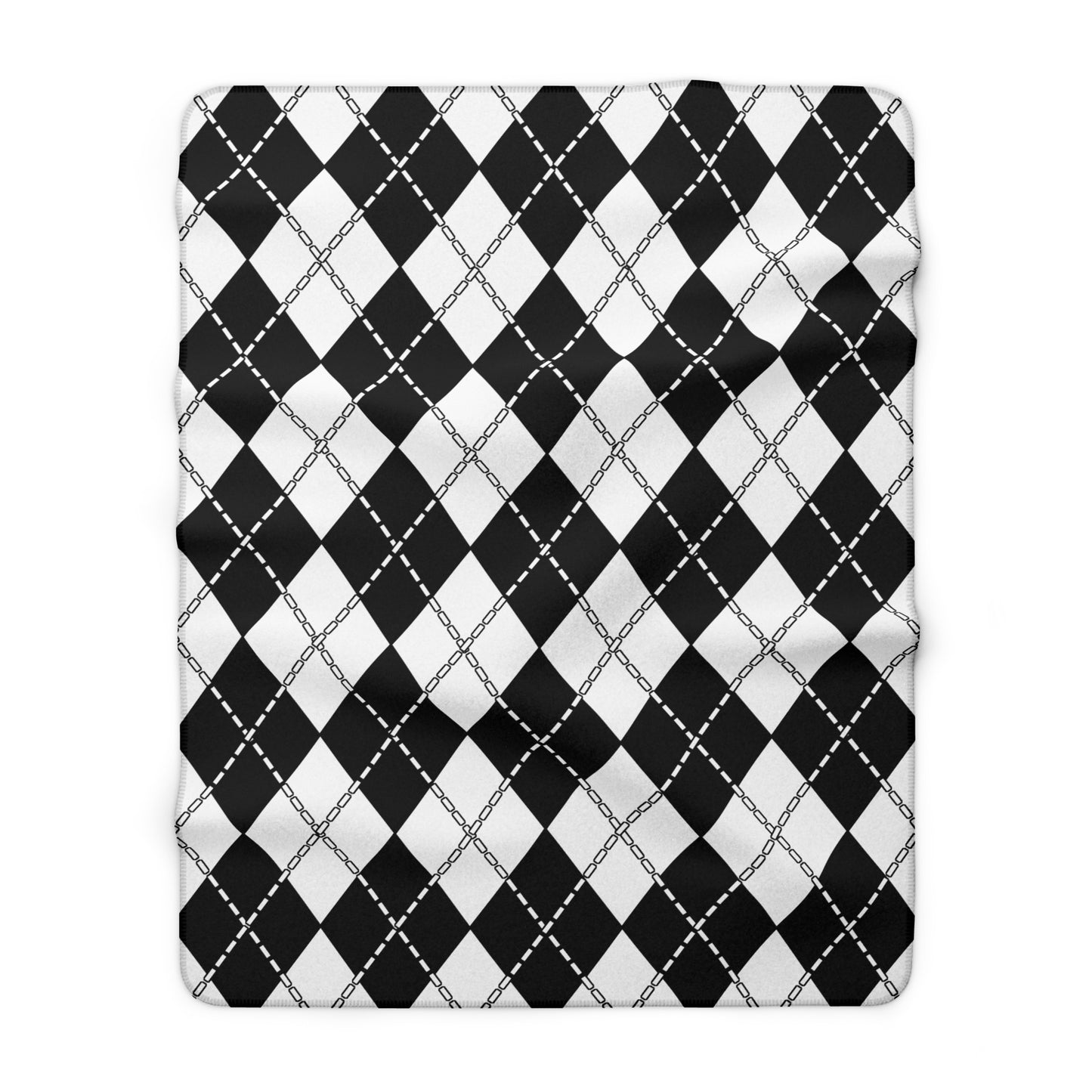 White, Black Retro Argyle Blanket Throw