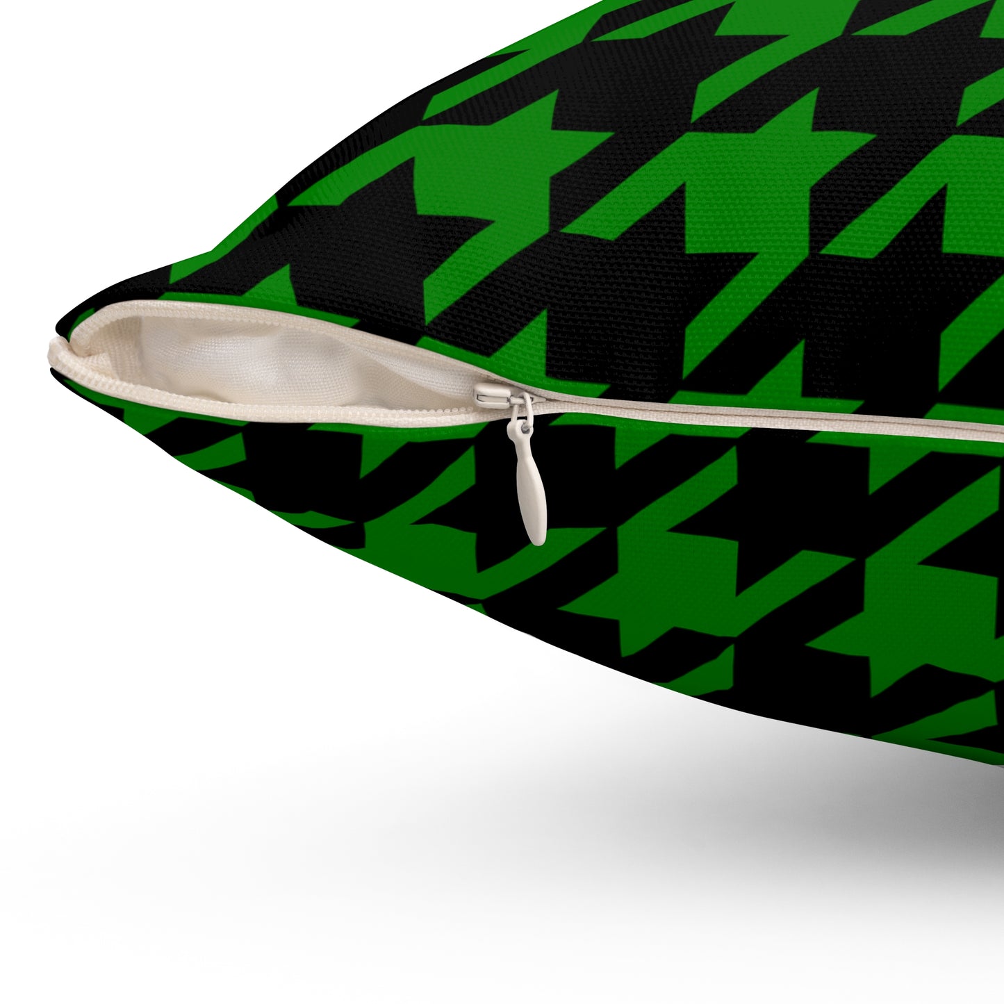 Green, Black Retro Houndstooth Cushion Pillow