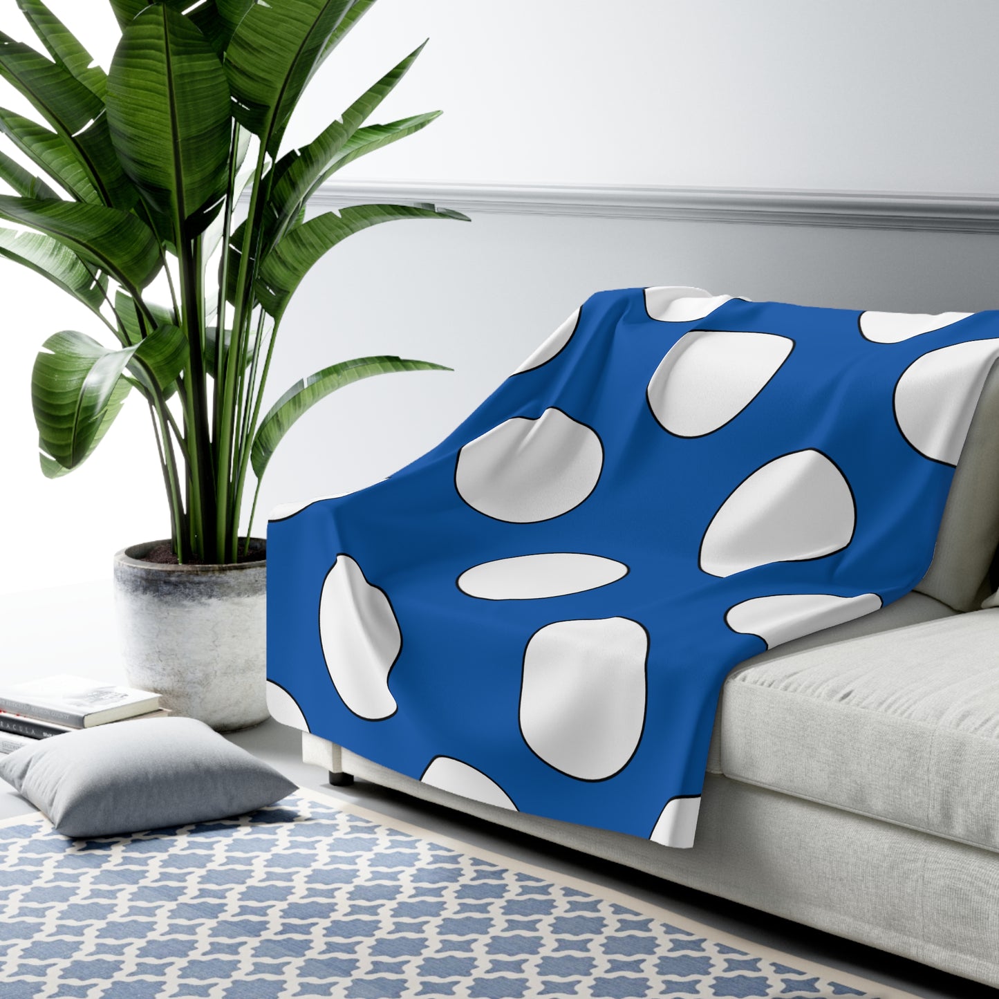 Greece Retro Polka Dots Blanket Throw