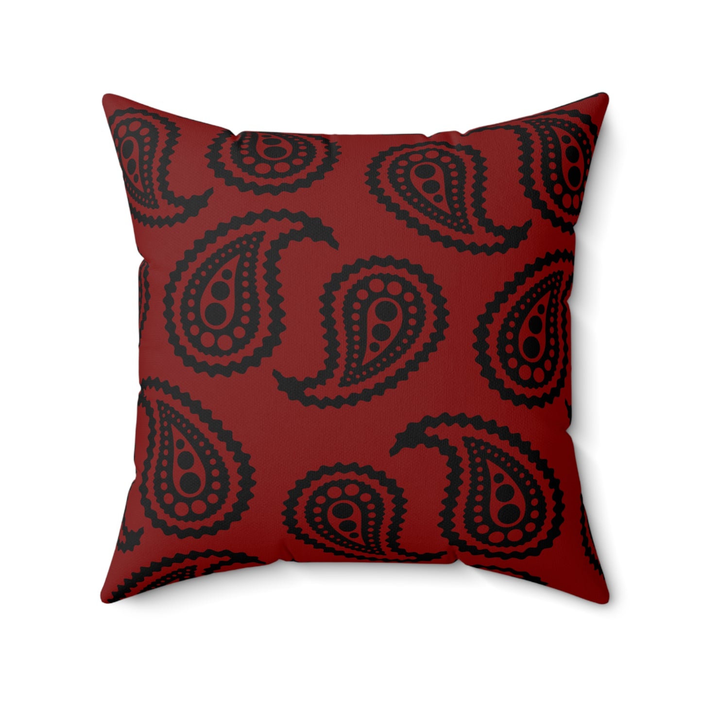 Maroon, Black Retro Paisley Cushion Pillow