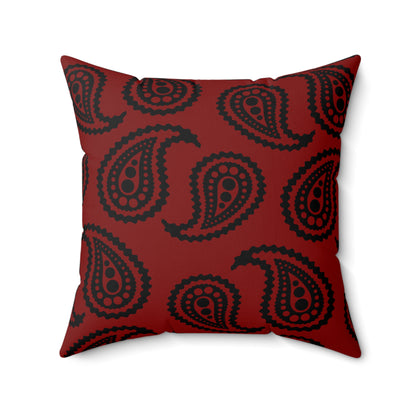 Maroon, Black Retro Paisley Cushion Pillow