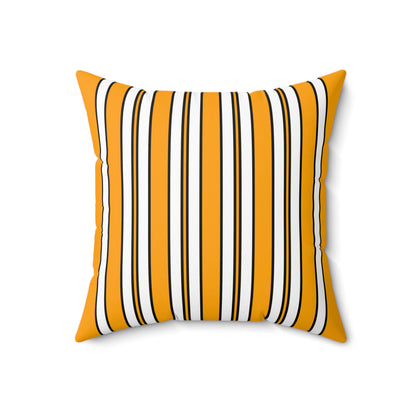 Orange, White Retro Stripes Cushion Pillow