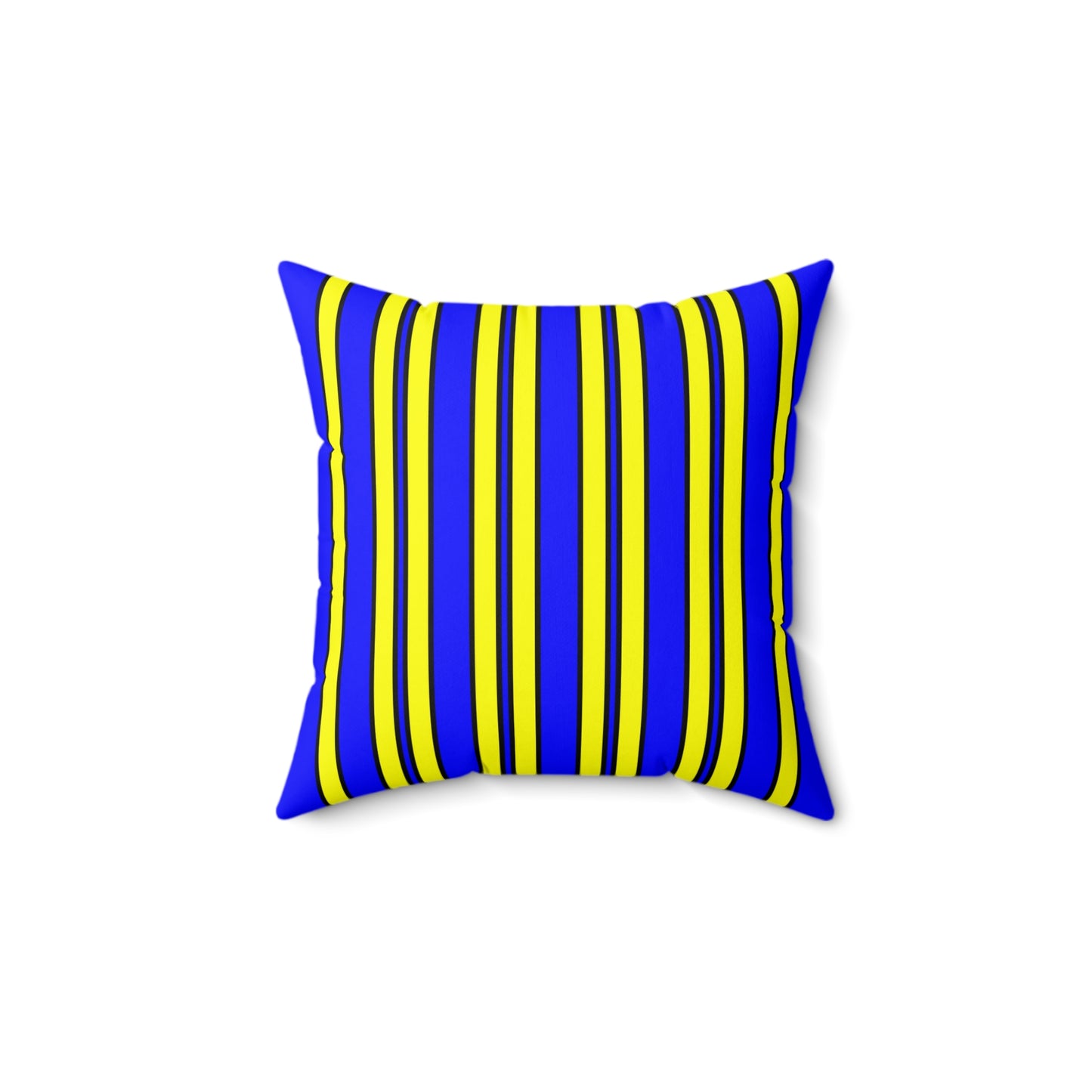Blue, Yellow Retro Stripes Cushion Pillow
