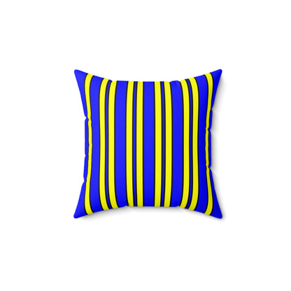 Blue, Yellow Retro Stripes Cushion Pillow