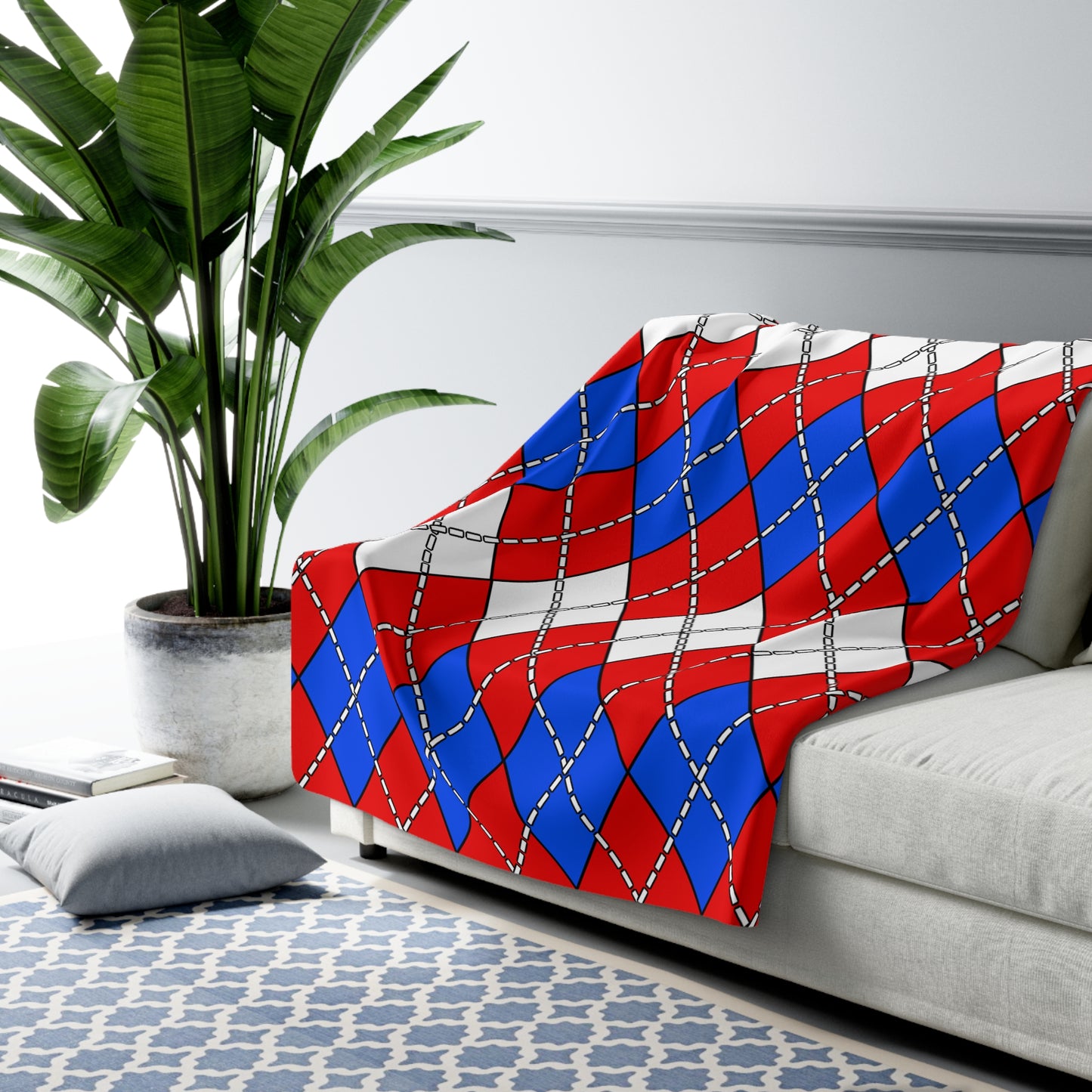 Puerto Rico Retro Argyle Blanket Throw