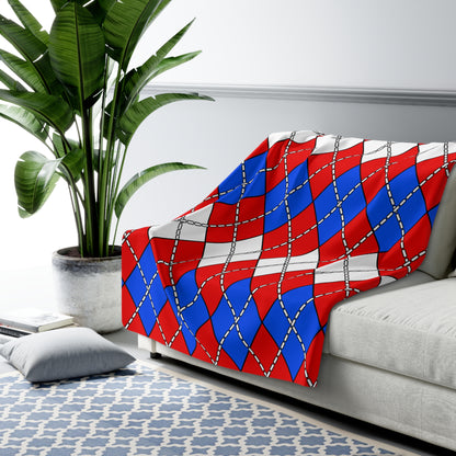 Puerto Rico Retro Argyle Blanket Throw