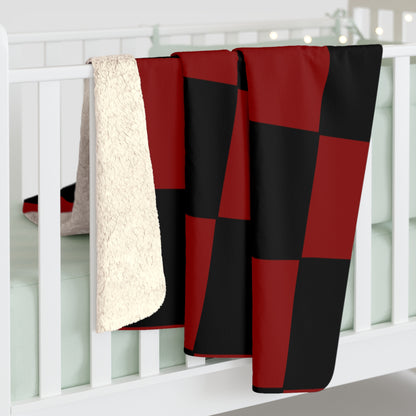 Dark Red, Black Retro Check Blanket Throw