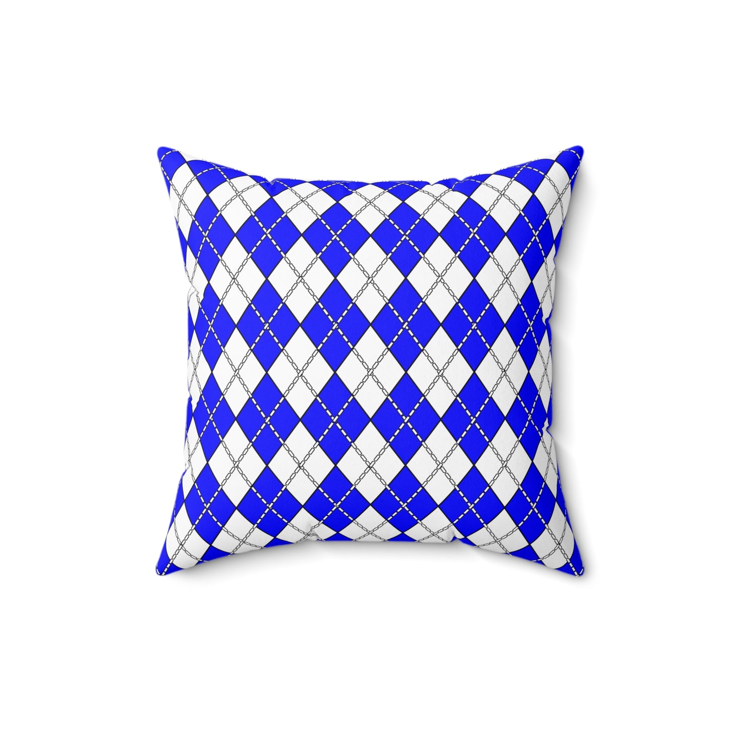 Blue, White Retro Argyle Cushion Pillow