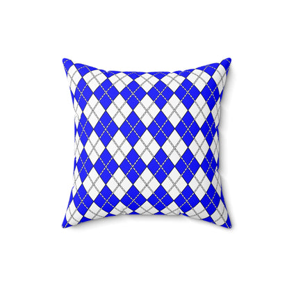 Blue, White Retro Argyle Cushion Pillow