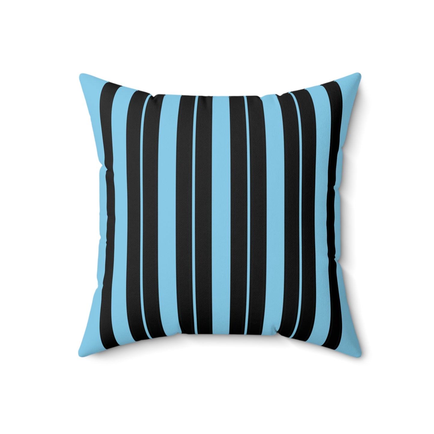 Sky Blue, Black Retro Stripes Cushion Pillow