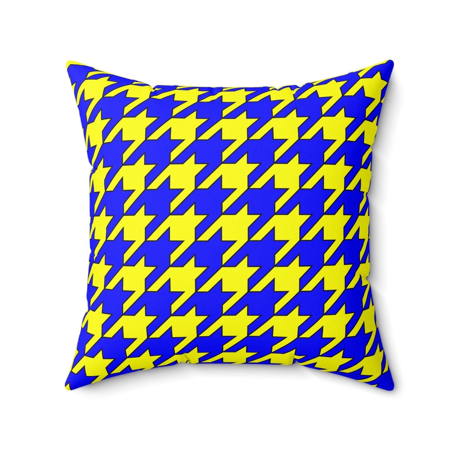 Yellow, Blue Retro Houndstooth Cushion Pillow