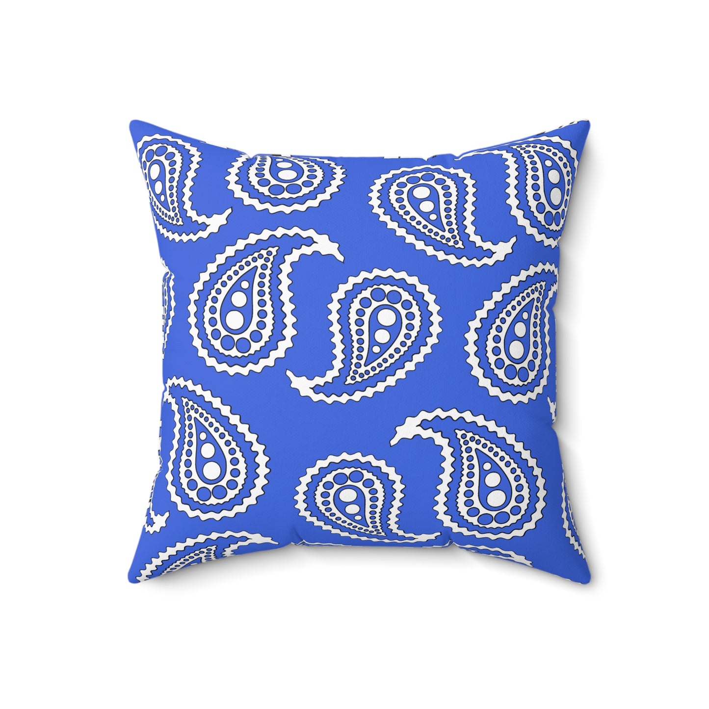 Royal Blue, White Retro Paisley Cushion Pillow