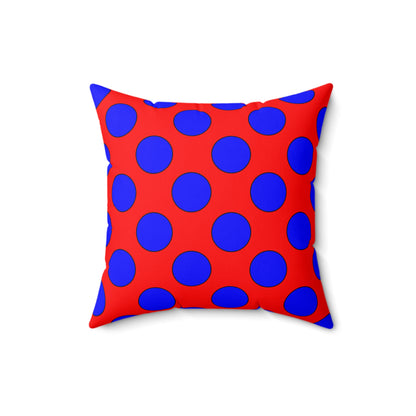 Red, Blue Retro Polka Dots Cushion Pillow