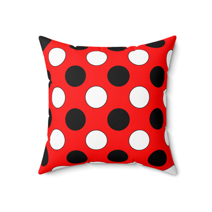 Red, Black, White Retro Polka Dots Cushion Pillow