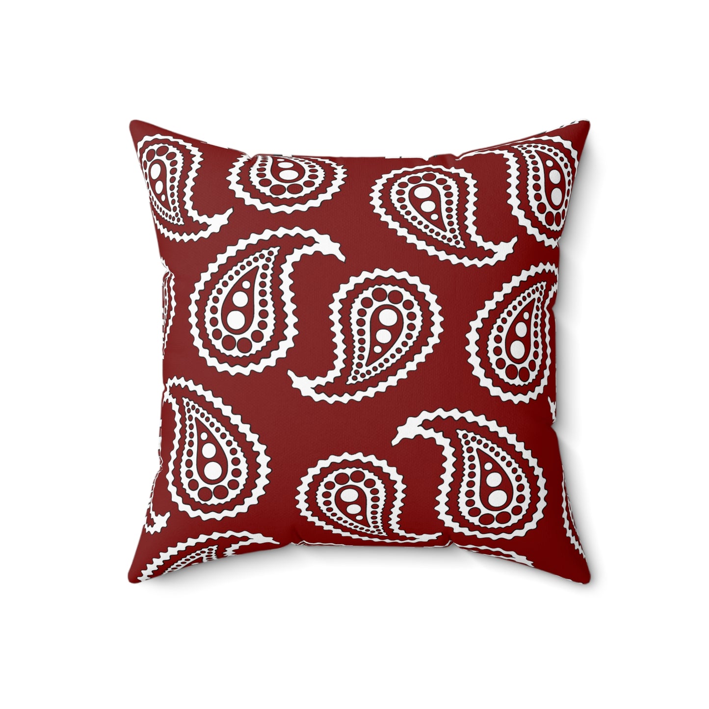 Maroon, White Retro Paisley Cushion Pillow